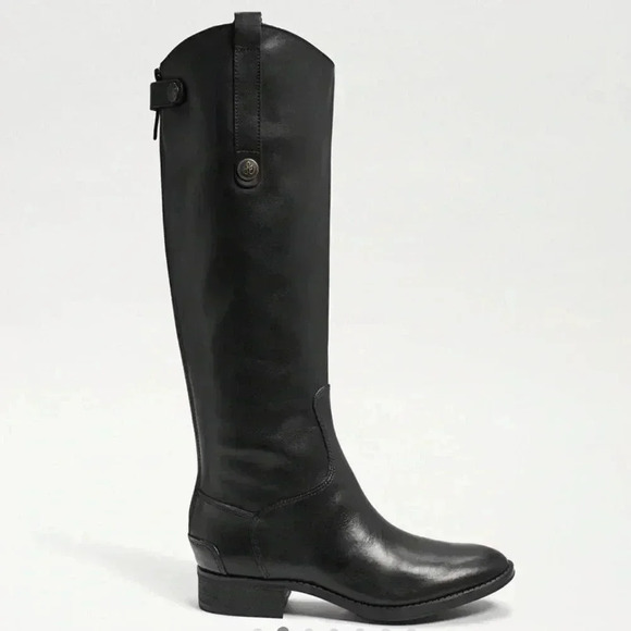 Sam Edelman Tall Riding Boots Black Leather Sz 7 - Picture 1 of 10